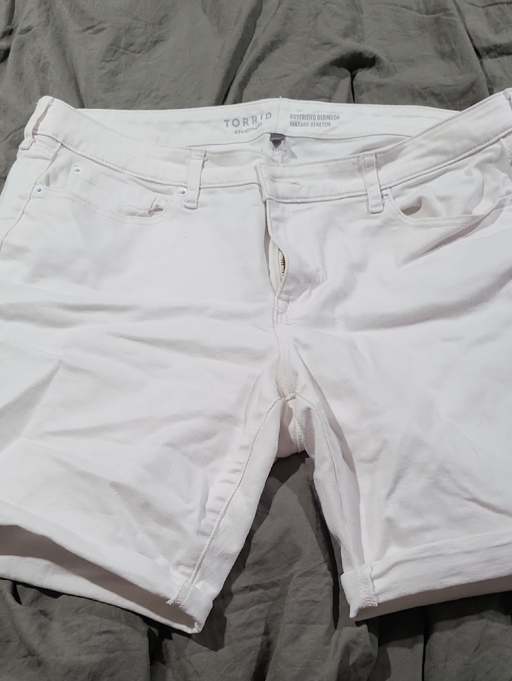 torrid White Mid-Rise Boyfriend Bermuda Shorts